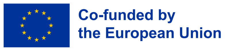 Logo of the European Union with a circle of yellow stars on a blue background and the text "Co-funded by the European Union" in blue.