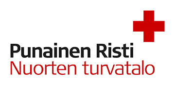 Punaisen Ristin logo ja teksti "Punainen Risti Nuorten turvatalo" valkoisella taustalla.