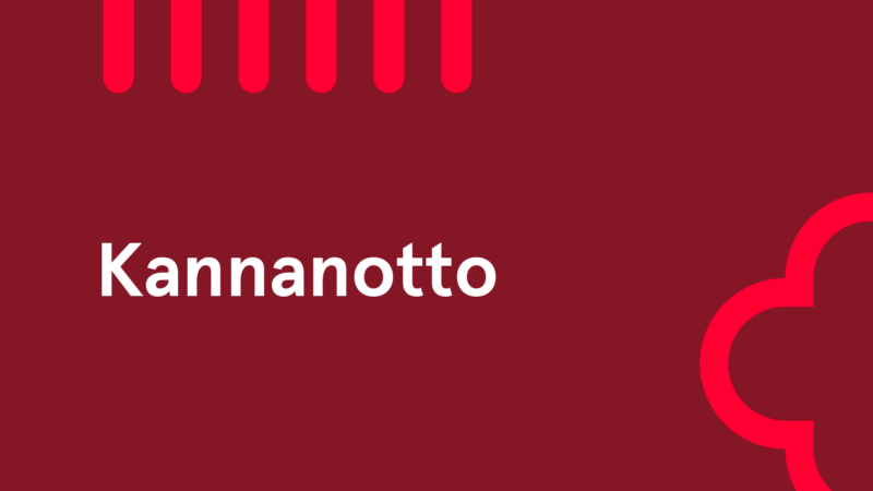 Punaisella taustalla valkoinen teksti "Kannanotto".